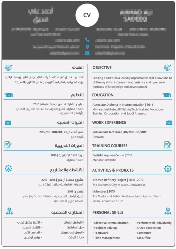 ⁦السيرة الذاتية بنظام اللغتين⁩ - الصورة ⁦3⁩