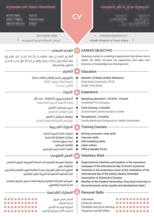 ⁦السيرة الذاتية بنظام اللغتين⁩ - الصورة ⁦5⁩